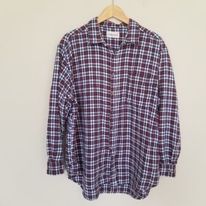 90s vintage red white blue tartan plaid flannel L